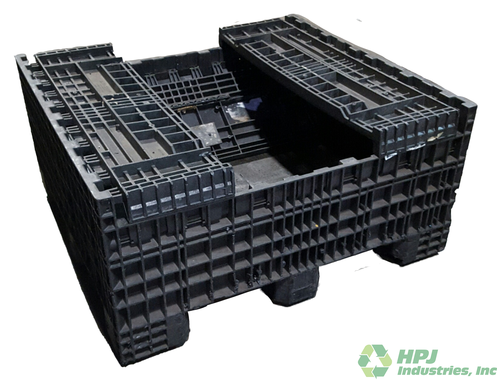 Reconditioned HPJ Industries 45" x 48" x 35" All Black Storage Bottom Bulk Container - Image 2