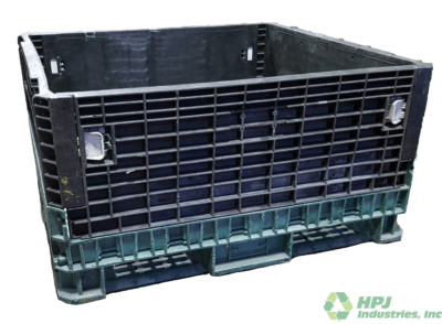 Reconditioned HPJ Industries 45" x 48" x 25" Green Base Black Wall No Drop Door Bulk Container