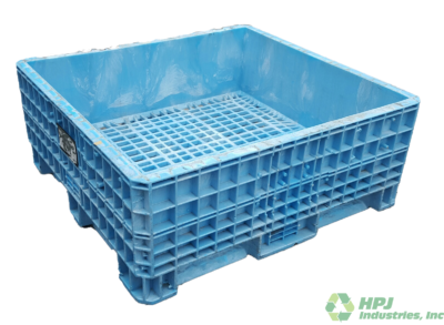 Reconditioned HPJ Industries 45" x 48" x 19" All Blue Fixed Wall Bulk Container