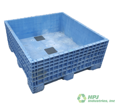 Reconditioned HPJ Industries 45" x 48" x 21" All Blue Fixed Wall Bulk Container