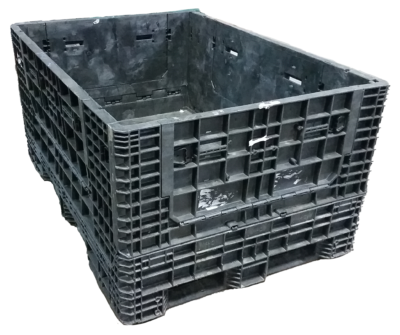 Reconditioned HPJ Industries 70" x 48" x 34" All Black Bulk Container - 4 Drop Doors