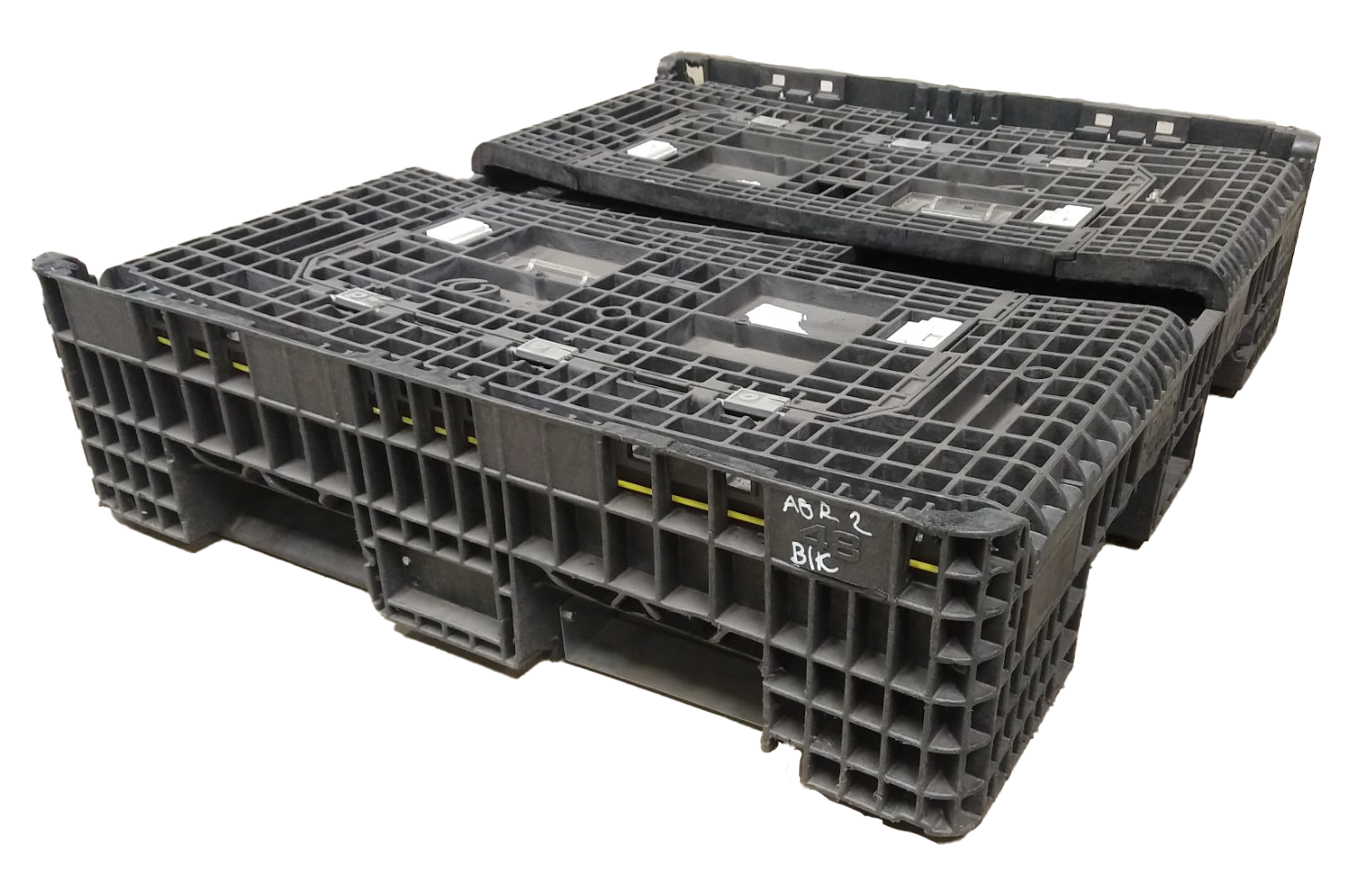Reconditioned HPJ Industries 56" x 48" x 34" All Black 48" Side Bulk Container - 2 Drop Doors - Image 3