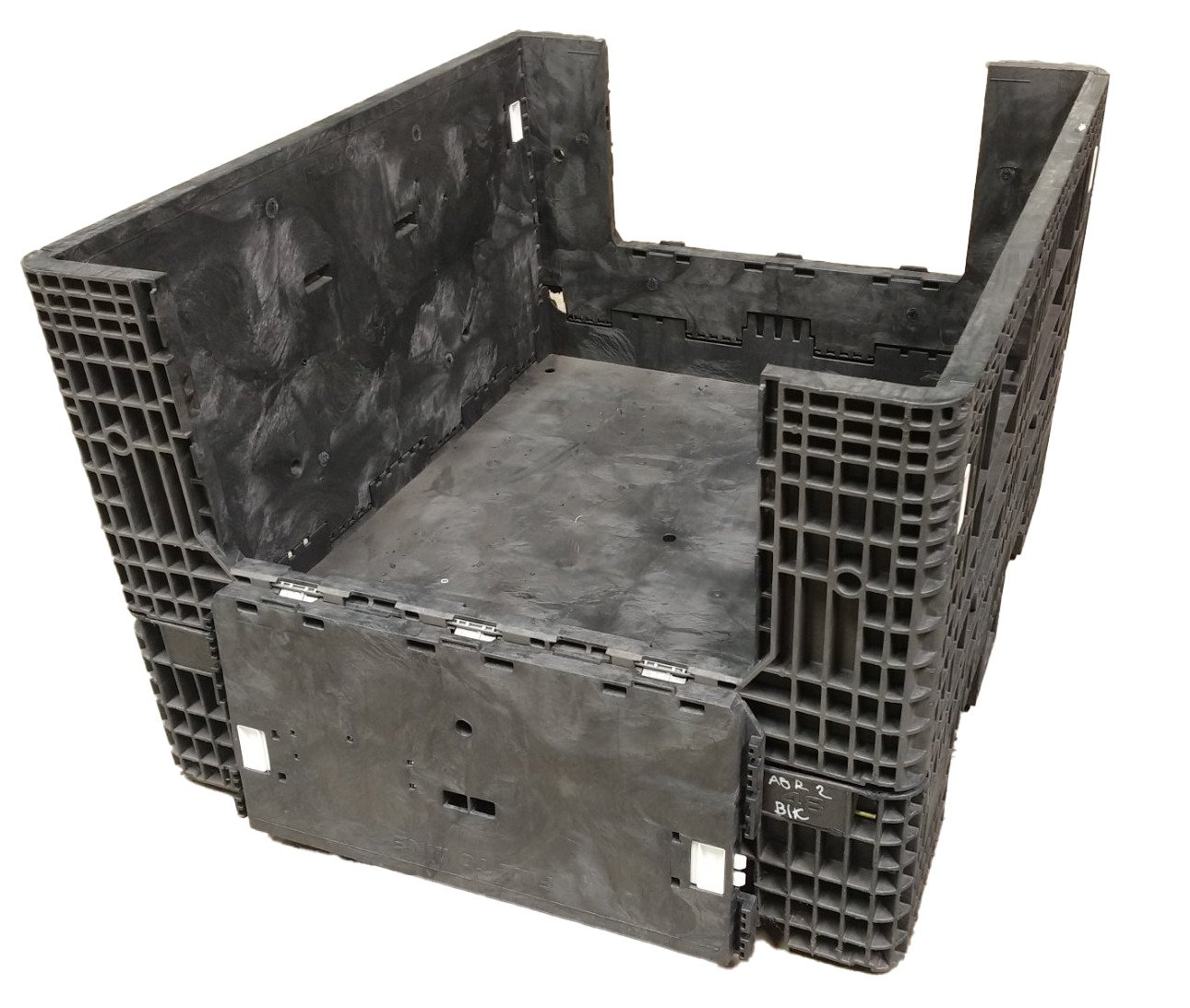 Reconditioned HPJ Industries 56" x 48" x 34" All Black 48" Side Bulk Container - 2 Drop Doors - Image 2