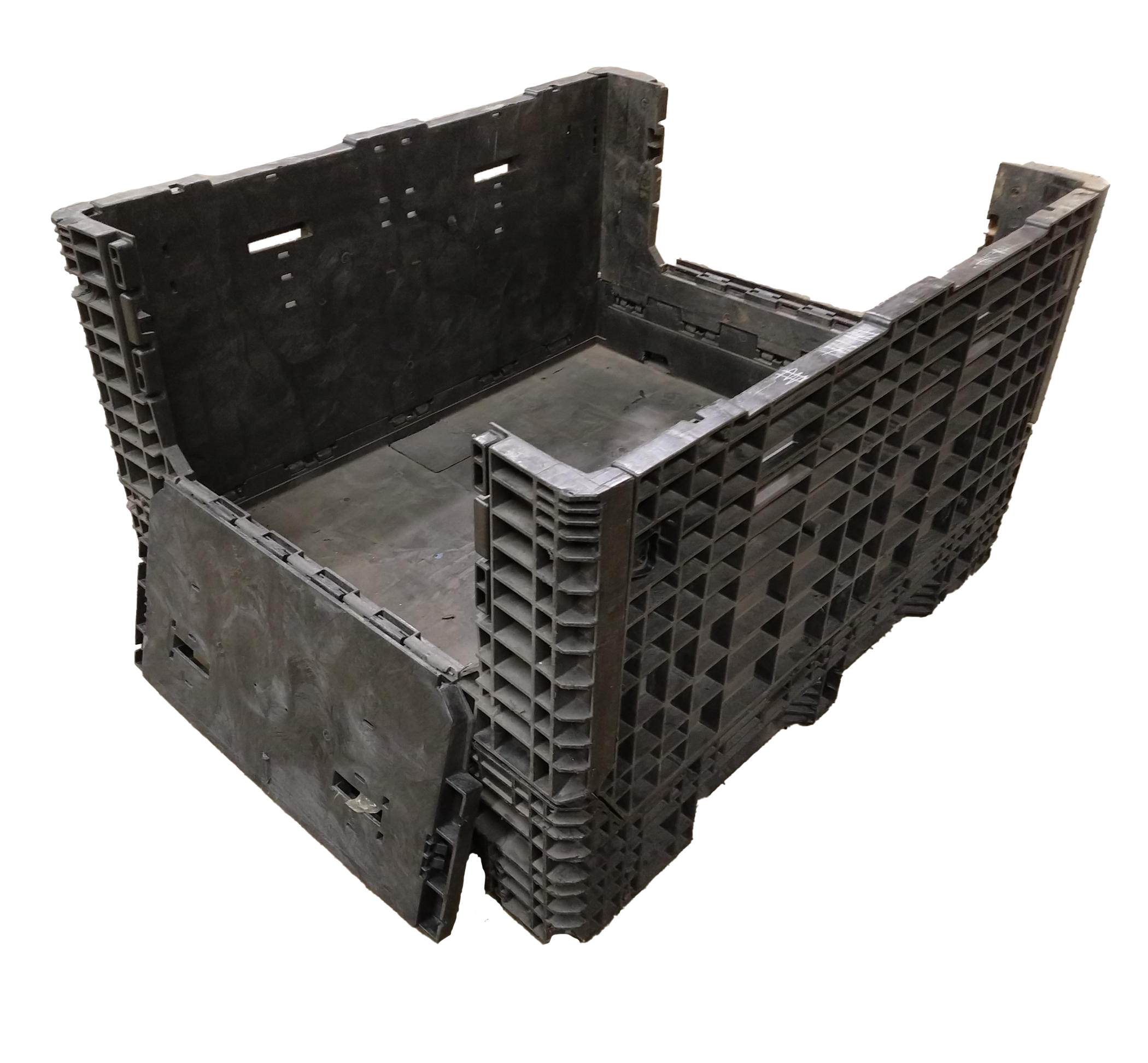 Reconditioned HPJ Industries 57" x 48" x 34" All Black 48" Side Bulk Container - 2 Drop Doors - Image 3