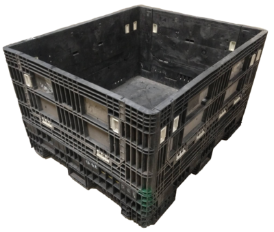 Reconditioned HPJ Industries 56" x 48" x 34" All Black Bulk Container - 4 Drop Doors