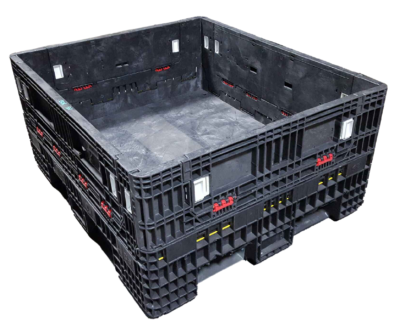 Reconditioned HPJ Industries 56" x 48" x 25" All Black 48" Side Bulk Container - 1 Drop Door