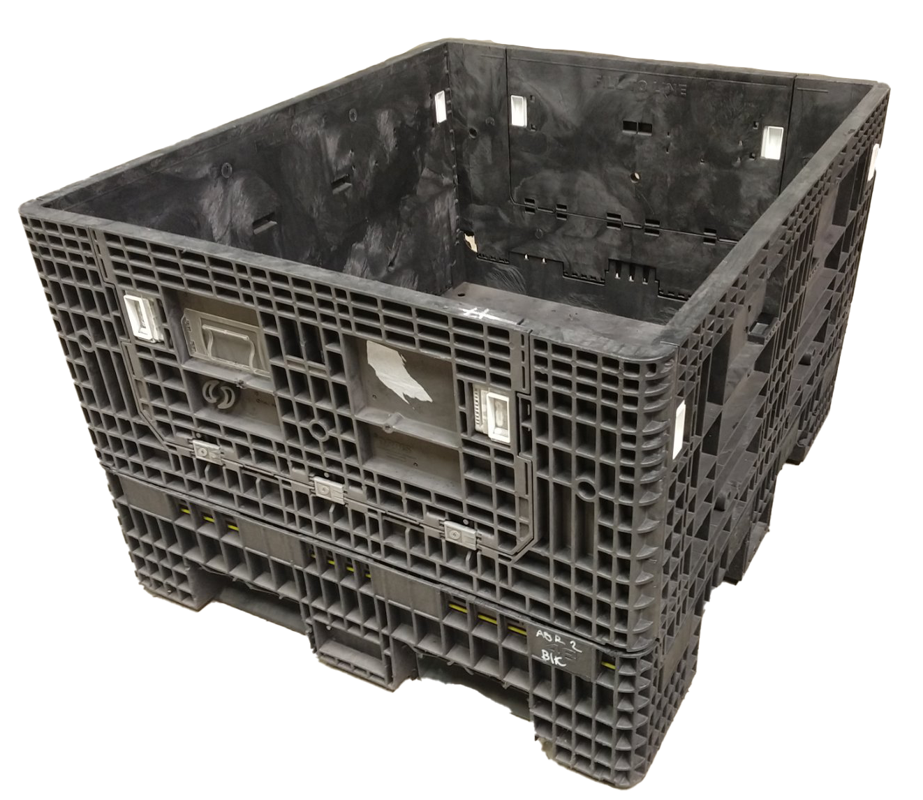 Reconditioned HPJ Industries 56" x 48" x 34" All Black 48" Side Bulk Container - 2 Drop Doors