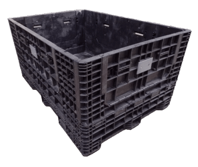 Reconditioned HPJ Industries 70" x 48" x 34" All Black All Good Runner Bulk Container - 4 Drop Doors