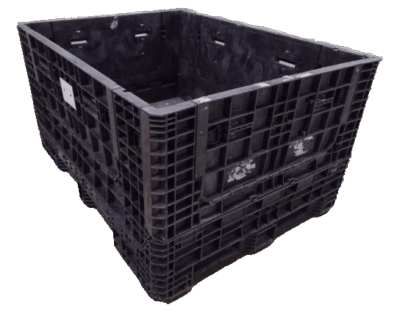 Reconditioned HPJ Industries 64" x 48" x 34" All Black All Good Runner Bulk Container - 4 Drop Doors