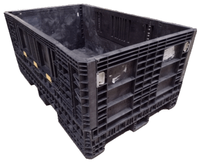 Reconditioned HPJ Industries 78" x 48" x 34" All Black All Good Runner Bulk Container - 2 Drop Doors