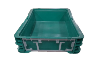 Used HPJ Industries  15" x 12" x 4" Green Hand Tote Smooth Bottom