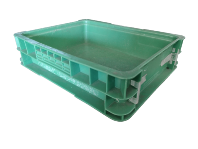 Used HPJ Industries  15" x 12" x 4" Green Hand Tote Reinforced Bottom