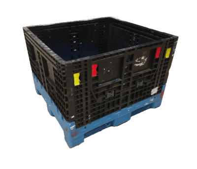 Reconditioned HPJ Industries 45" x 48" x 34" Blue Base Black Wall All Good Runner Bulk Container