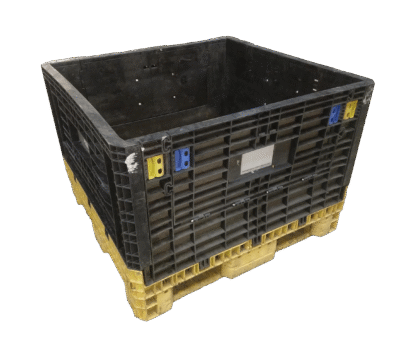 Reconditioned HPJ Industries 45" x 48" x 34" Yellow Base Black Wall Bulk Container