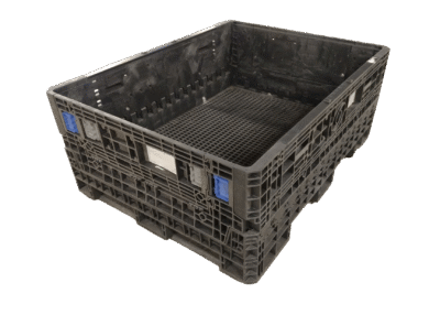 Reconditioned HPJ Industries 62" x 48" x 25" All Black 48" Drop Bulk Container - 2 Drop Doors