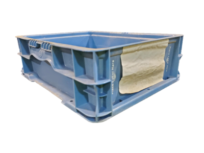 Used HPJ Industries  15" x 12" x 5" Blue Hand Tote Reinforced Bottom