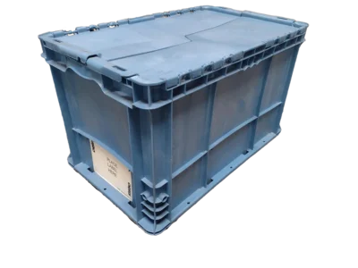 Used HPJ Industries  24" x 15" x 14" Blue Flip Top Hand Tote Smooth Bottom