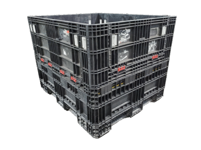 Reconditioned HPJ Industries 56" x 48" x 42" All Black Bulk Container - 4 Drop Doors