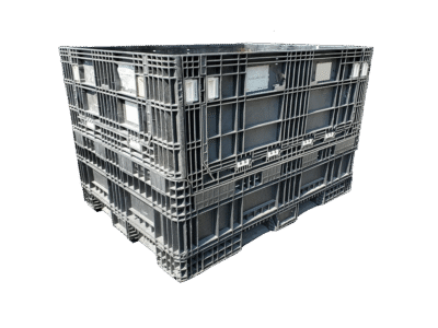 Reconditioned HPJ Industries 64" x 48" x 42" All Black Bulk Container - 4 Drop Doors