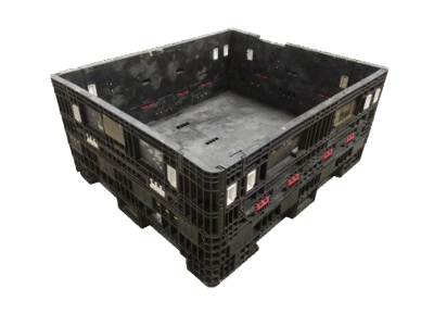 Reconditioned HPJ Industries 56" x 48" x 25" All Black All Good Runner Bulk Container - 4 Drop Doors