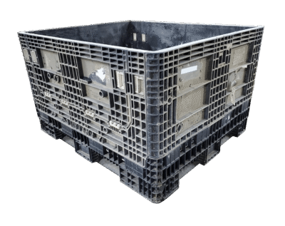 Reconditioned HPJ Industries 56" x 48" x 34" All Black All Good Runner 56" Side Bulk Container - 2 Drop Doors