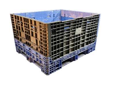 Reconditioned HPJ Industries 57" x 48" x 25" Mixed Color 48" Side Bulk Container - 2 Drop Doors