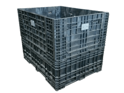 Reconditioned Buckhorn 64″ x 48″ x 50″ All Black All Good Runner Buckhorn/Orbis Bulk Container – 4 Drop Doors