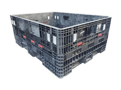 Reconditioned HPJ Industries 64" x 48" x 25" All Black Bulk Container - 4 Drop Doors