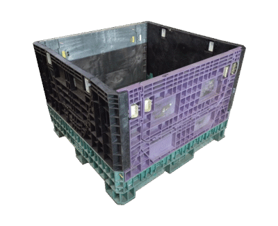 Reconditioned HPJ Industries 45" x 48" x 34" Mixed Color Bulk Container - 4 Drop Doors