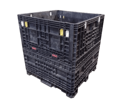 Reconditioned HPJ Industries 45" x 48" x 50" All Black All Good Runner Bulk Container - 4 Drop Doors