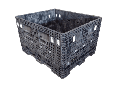 Reconditioned HPJ Industries 56" x 48" x 34" All Black All Good Runner Bulk Container - 4 Drop Doors