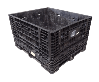 Reconditioned HPJ Industries 57" x 48" x 34" All Black All Good Runner Bulk Container - 4 Drop Doors