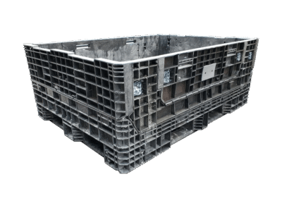 Reconditioned HPJ Industries 64" x 48" x 25" All Black 64" Side Bulk Container - 2 Drop Doors