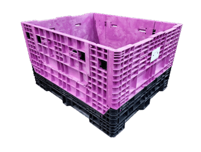 New Buckhorn 57" x 48" x 34" Black Base Pink Wall 57" Side Bulk Container - 2 Drop Doors