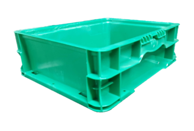 Used HPJ Industries  15" x 12" x 5" Green Hand Tote Smooth Bottom
