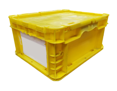 15" x 12" x 7" Used Yellow Flip Top Hand Tote