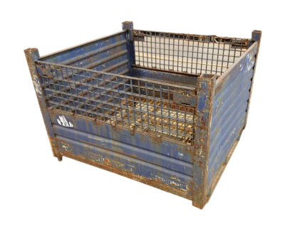 Used HPJ Industries 53" x 48" x 38" Wire Basket 53" Side, Solid 48" Side - 2 Drop Doors