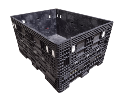 Reconditioned HPJ Industries 65" x 48" x 34" All Black All Good Original Runner Bulk Container - 4 Drop Doors
