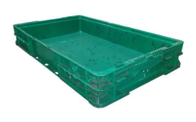 Used HPJ Industries  24" x 15" x 4" Green Hand Tote Reinforced Bottom