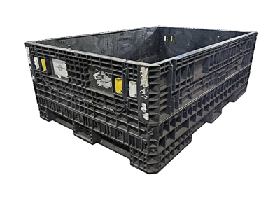 70" x 48" x 25" Reconditioned HPJ Industries All Black All Good Runner Bulk Container - 2 Drop Doors, 48" Side