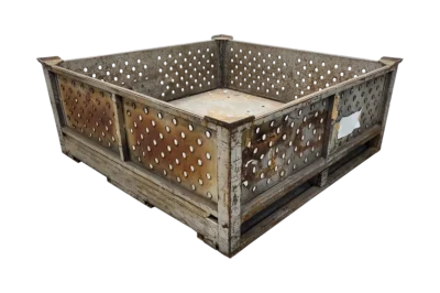 Used HPJ Industries 44"x44"x18" Perforated Steel Tub No Drop Doors