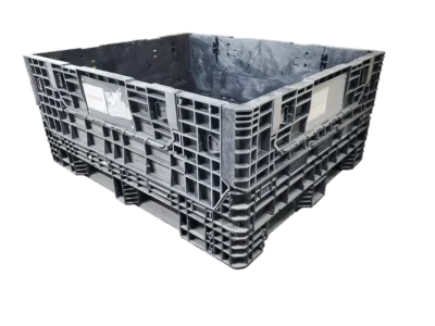 Reconditioned HPJ Industries 57" x 48" x 25" All Black All Good Runner Bulk Container - 4 Drop Doors