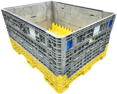 Reconditioned HPJ Industries 62" x 48" x 34" Mixed Color Bulk Container - 4 Drop Doors