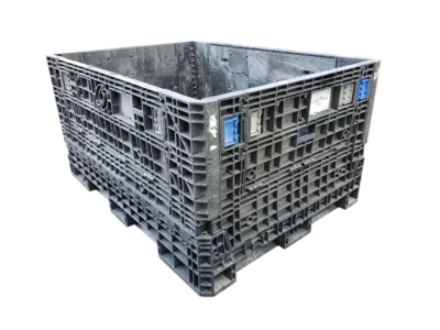 Reconditioned HPJ Industries 64" x 48" x 34" All Black All Good Original Runner HD/HDR Bulk Container - 4 Drop Doors