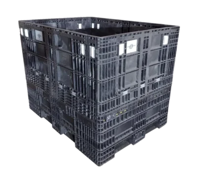 Reconditioned HPJ Industries 65" x 48" x 50" All Black All Good Runner Bulk Container - 4 Drop Doors
