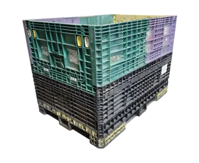 70" x 48" x 50" Reconditioned Ropak Mixed Color All Good Runner Bulk Container - 2 Doors, 48" Side.