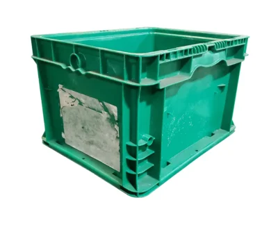 Used HPJ Industries  15" x 12" x 9" Green Hand Tote Smooth Bottom