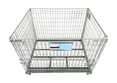 Used HPJ Industries 47" x 39" x 35" Collapsible Galvanized Wire Basket  47" Side - 1 Drop Door