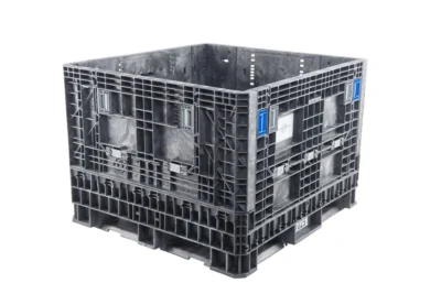 New All Black 45" x 48" x 34" Orbis HDR Bulk Container - 4 Drop Doors