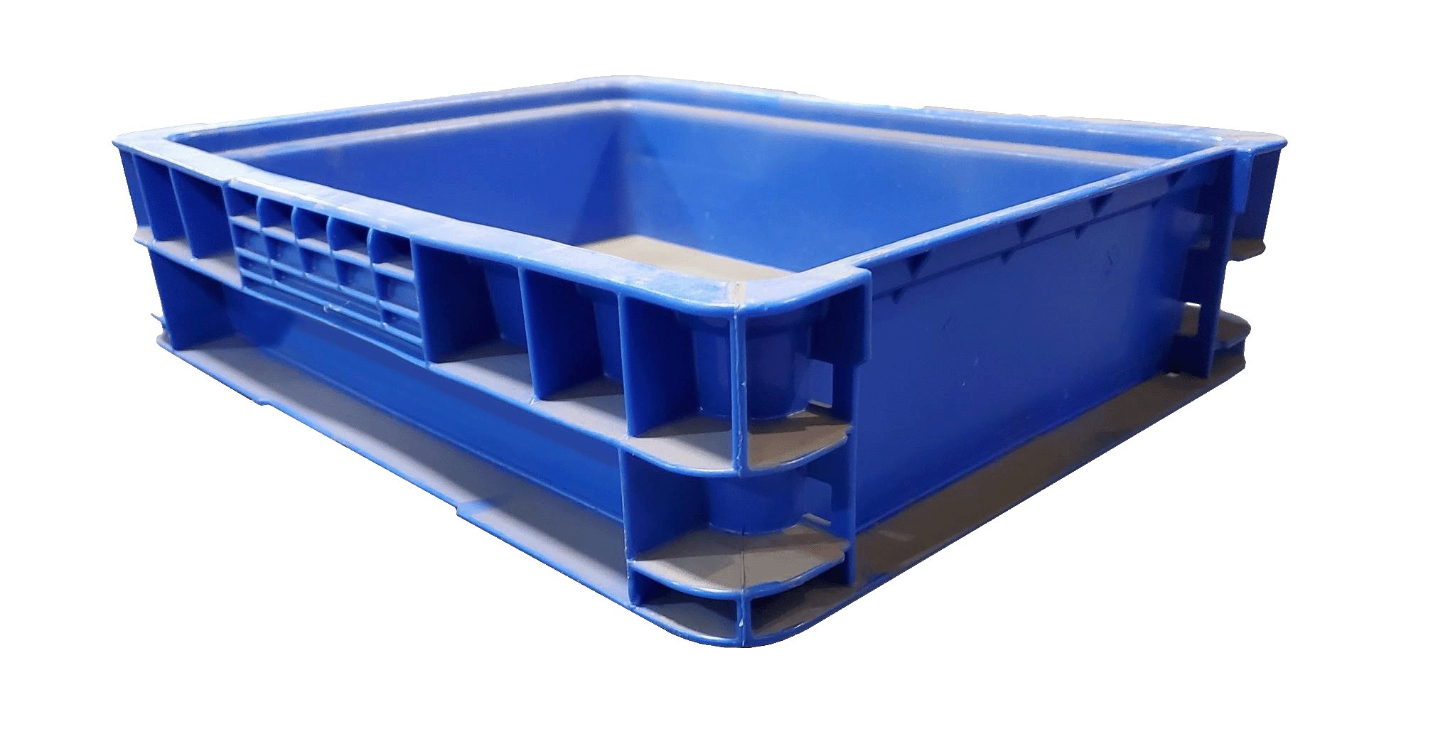 Used HPJ Industries  15" x 12" x 4" Blue Hand Tote Reinforced Bottom